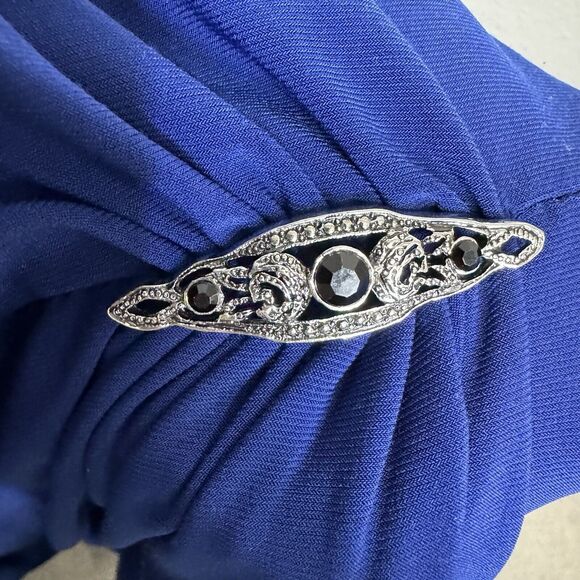 Chaps Dress Women 14 Blue Draping Long Sleeve No Wrinkle Elegant Party Wedding - Picture 4 of 9